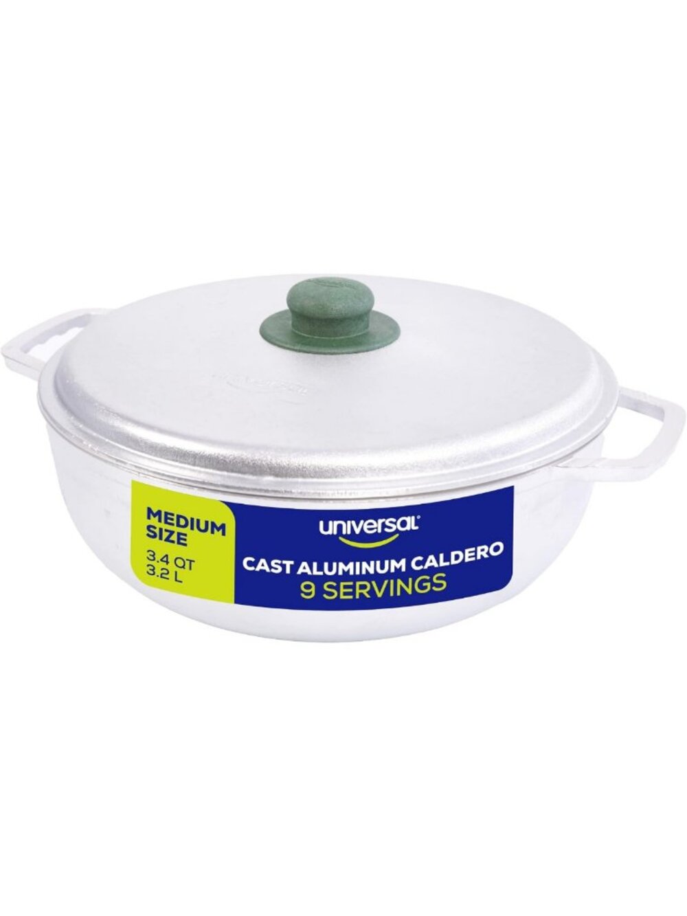 Versatile 3.4 QT Cast Aluminum Caldero Pot with Lid for Rice, Soups & Stews